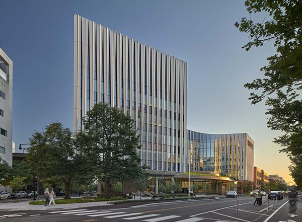 The tapered fins on the Ragon Institute’s façade offer a visual sense of depth and variation.
