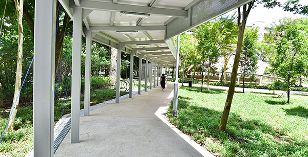 Singapore has had covered sidewalks for over a century along with grasses, shrubs and broad-canopied trees.