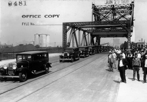 The Ship Channel Bridge photographed at its opening on June 29, 1931.