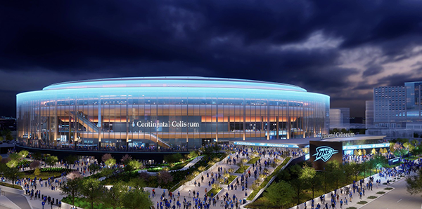 Renderings show a round structure with an expansive entrance.