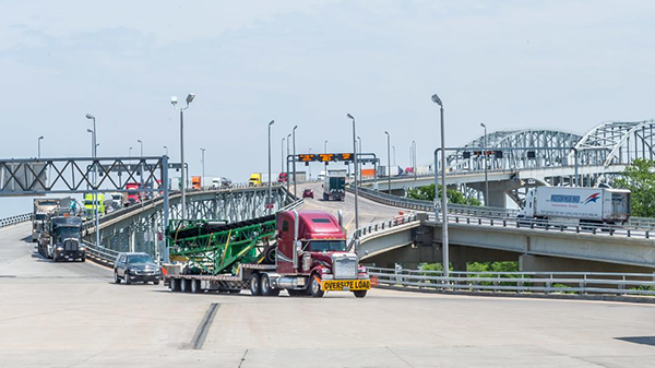 This photo shows traffic exiting the Blue Water Bridge on to the U.S. side bridge plaza.