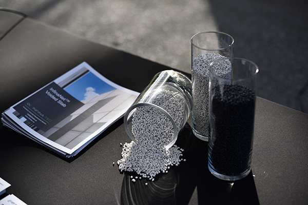 A portion of the construction plastics recovered were then used as components for InfinaNet, a system that can reduce concrete use in multi-unit residential construction by up to 30 per cent.