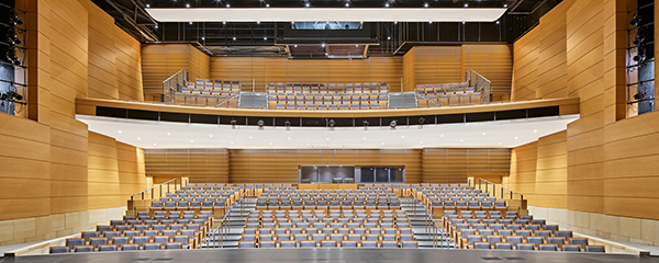Shown is the interior of the 424-seat Schaap Center auditorium, which is having its grand opening in May.