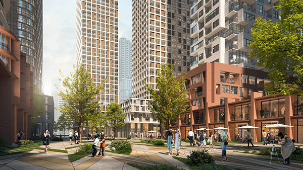 The development will contribute approximately 784,561 square metres of residential space alongside office, hotel, retail and community-oriented uses. The plan also includes 1.60 hectares of new parkland.