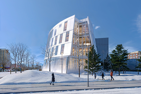 Built to resemble a teepee from the exterior, the interior of the library showcases mass timber construction with the wood paying tribute to the Métis log homes.