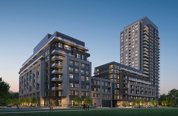 A rendering of the first two buildings, 119 and 151 Bruce St., which will total 500 homes.